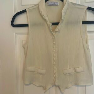 VINTAGE BUTTON DOWN CROP TANK TOP